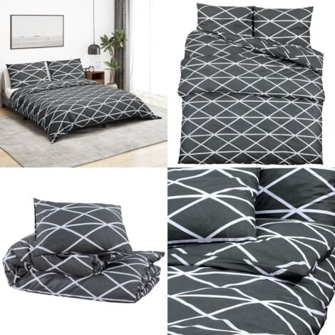 Bettwäsche-Set Grau 200x200 cm Baumwolle - Bettsachen - Bettwäsche - Baumwollbettwäsche - Grau - Doppelbett - Home & Living