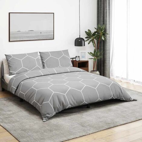 Bettwäsche-Set Grau 200x220 cm Baumwolle