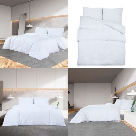 Bettwäsche-Set Weiß 240x220 cm Baumwolle - Bettsachen - Bettwäsche - Baumwollbettwäsche - Weißes Bettwäsche - Duvet Cover - Home & Living