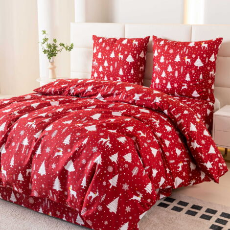 Bettwäscheset 140x200 cm "Christmas Elegance" Rot und Weiß