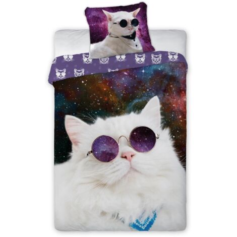 Bettwäscheset 160x200 Baumwolle 3D Space Cat