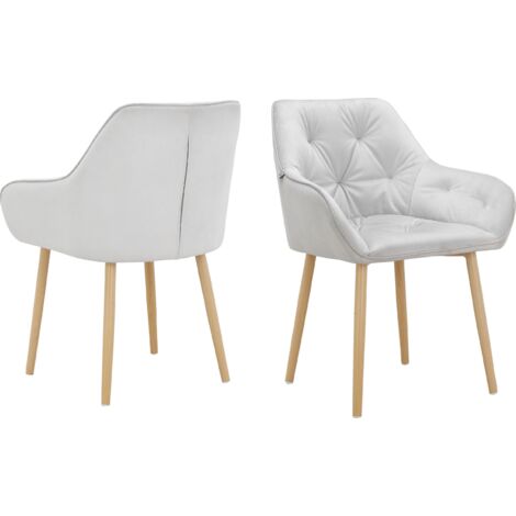 Betty-Ensemble de 2 chaises de salle à manger rembourrées en gris velours et argent