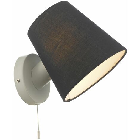 main image of "Beula White with Navy Shade Pull Cord Wall Light"