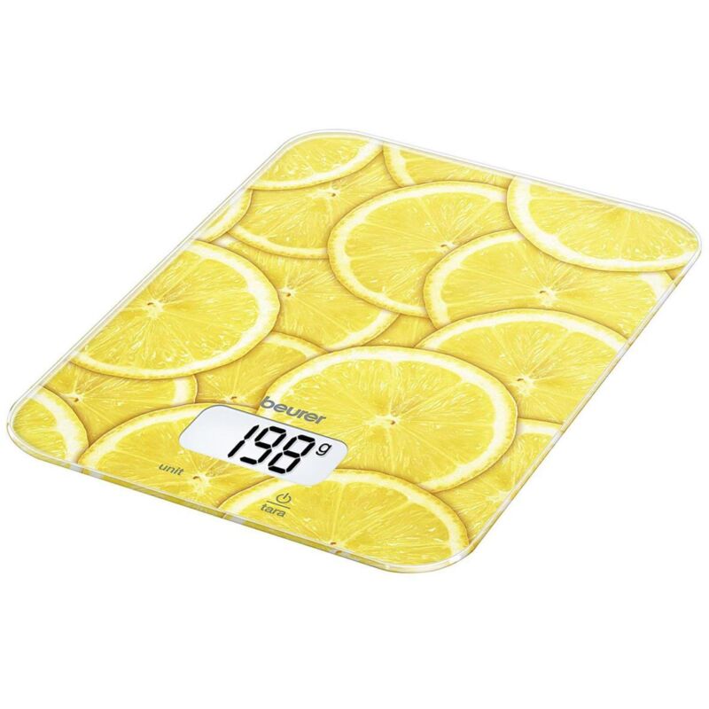 Ks 19 lemon Balanza de cocina, báscula digital para cocinar, con función de pesaje de tara, funcionamiento con con botón táctil, capacidad de carga