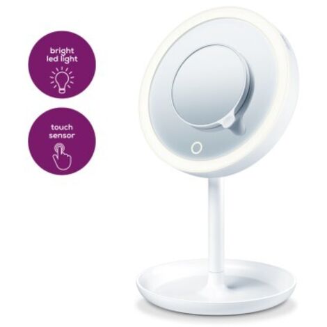 Beurer BS 45 Specchio Cosmetico con Illuminazione Led Regolabile Ingrandimento 5X Bianco