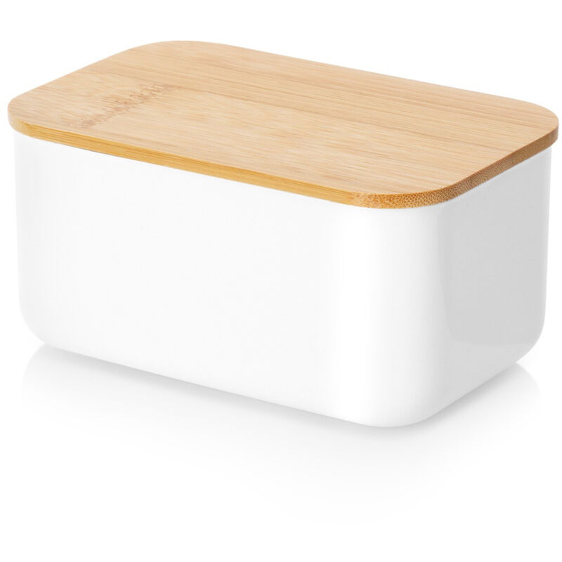Beurrier en acier blanc et bambou, récipient de cuisine pour le beurre