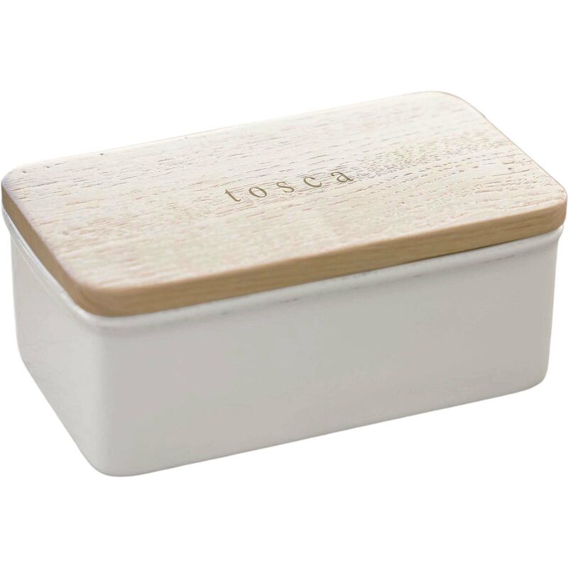 Yamazaki - Beurrier en céramique couvercle en bois Tosca