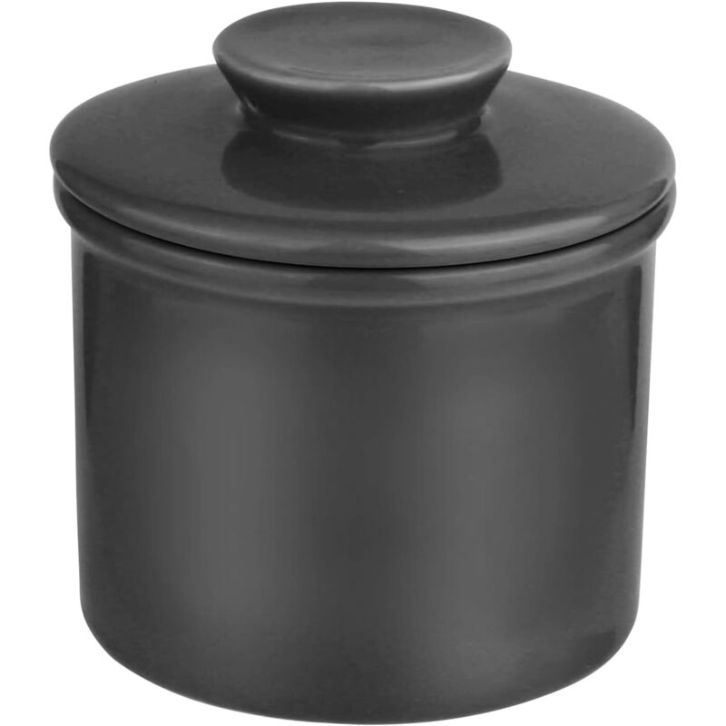 Beurrier français, en céramique, refroidi à l'eau, pour un beurre frais et tartinable (noir)