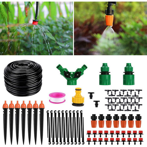 Bewässerungssystem Garten 40m Bewässerungs set, Gartenbewässerung Automatik Tröpfchenbewässerung Kit Misting Kühlsystem für Gartengewächshaus, Blumenbeete, Terras