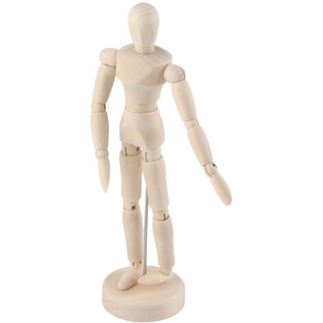 Bewegliche Schaufensterpuppe aus Rohholz mit Sockel, ideal für die Heimdekoration – 20 cm
