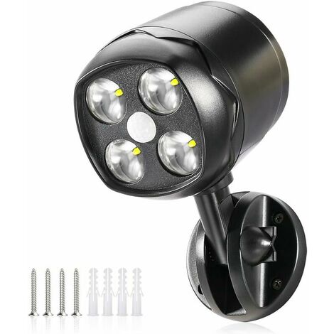 Bewegungssensor-Licht für den Außenbereich, IP65 Wasserdichter LED-Strahler, batteriebetrieben, 600 lm, Bewegungssensor mit flexiblen Batterieleuchten für Garten, Auffahrt, Terrasse, Eingang