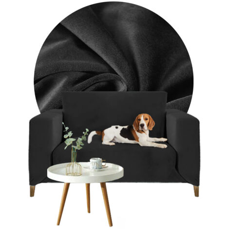 BEZUG für 1-Sitzer Ecksofa, SCHWARZER Samt