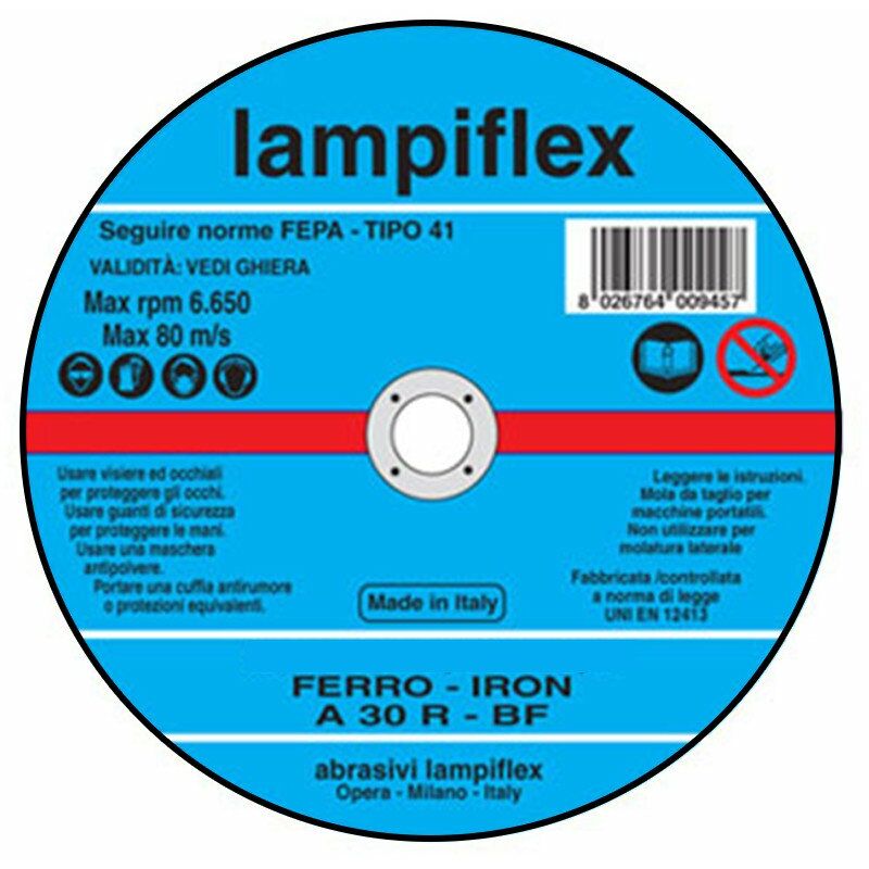 Image of Lampiflex - BF/A0310 - disco da taglio centro piano a sbavo diametro 115MM foro 22MM spessore 3MM per ferro ed acciaio