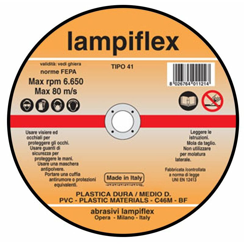 Image of Lampiflex - BF/PVC36N115 - minidisco da taglio centro piano diametro 115MM foro 22MM spessore 1,6MM per pvc e plastica