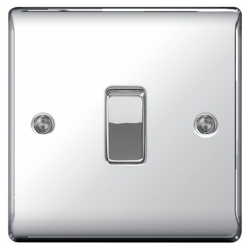 Metal Chrome 10ax Plate Switch 2 Way 1 Gang - NPC12-01 - BG