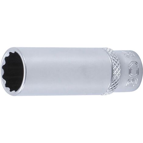 BGS 10712 - Inserto per chiave a bussola a 12 punte, profonda, 6,3 mm (1/4), SW 12 mm, in acciaio CV, bussola, noce
