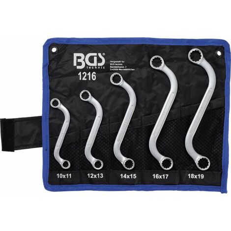 BGS 1216 assortimento serie 5 chiavi poligonali a S cromate 10 a 19 mm