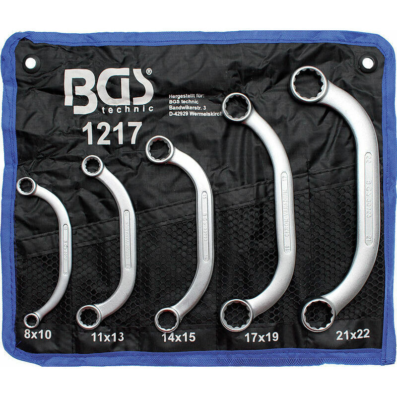 Image of Bgs 1217 assortimento serie 5 chiavi poligonali cromate per starter 8 a 22 mm