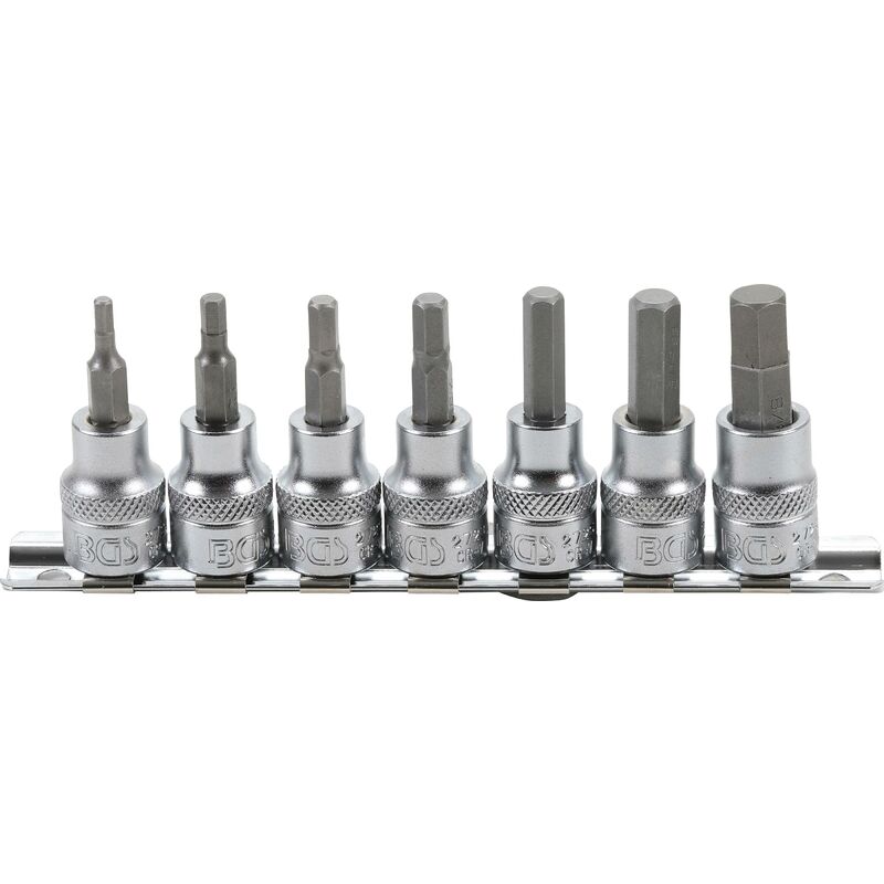 Serie di chiavi a bussola 10 mm (3/8') esagono interno 1/8' - 3/8' dimensioni in pollici 7 pz.
