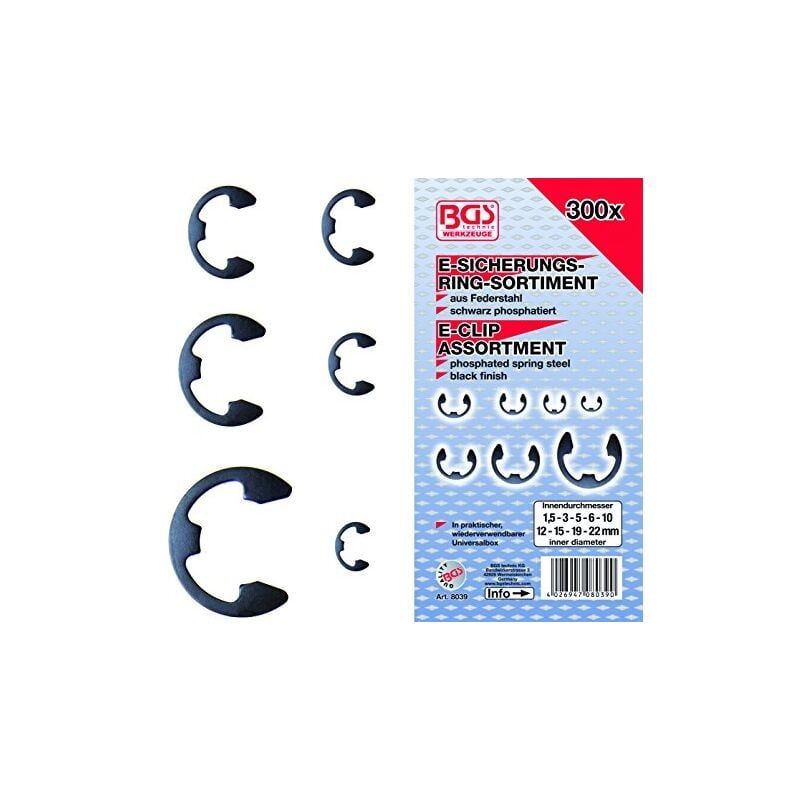 Bgs - 8039 assortiment de circlips électrique, 1,5 (300 pièces)