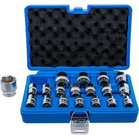 BGS 9131  Set di inserti per chiavi a bussola esagonali  azionamento quadrato interno 12,5 mm (1/2")  SW 8-32 mm  19 pezzi