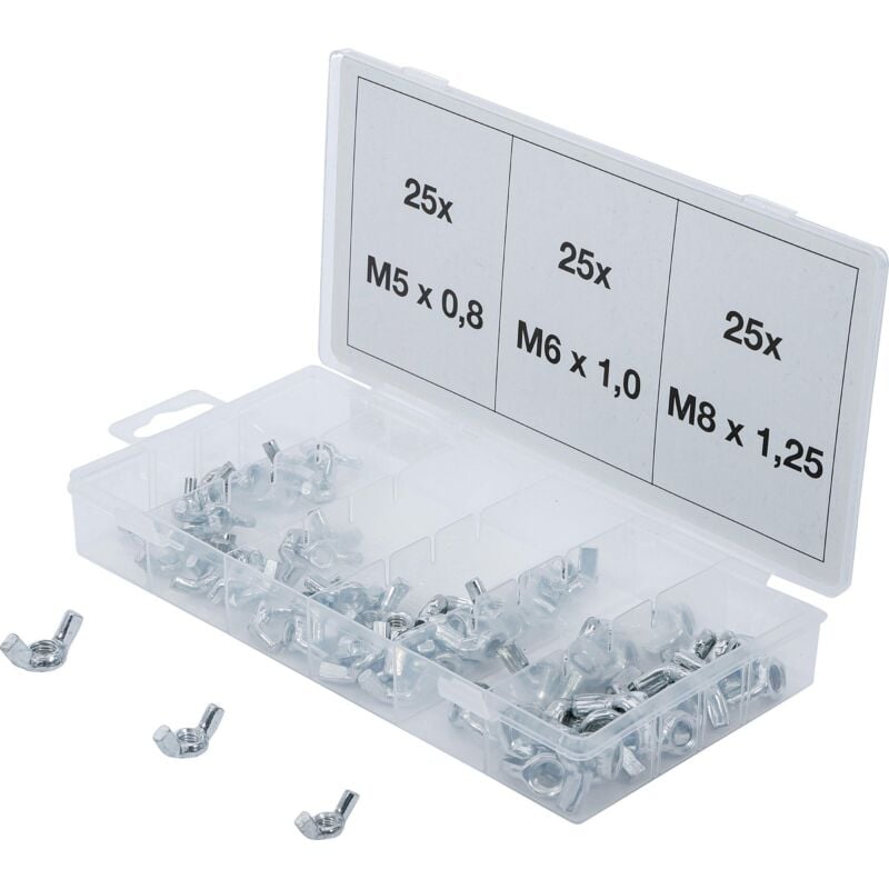 Bgs assortiment de écrous papillon, 75 pièces, bgs de 8133
