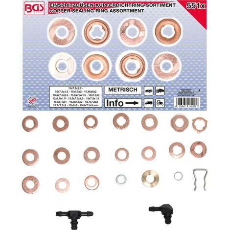 BGS Assortimento O-Ring in Rame 551 Pezzi per Veicoli
