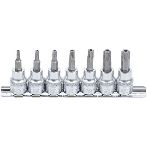 BGS Bit-Einsatz-Satz Antrieb Innenvierkant 10 mm (3/8 Zoll) T-Profil (für TX) mit Bohrung T15 - T50 7 teilig