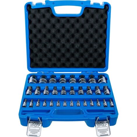 BGS Bit-Einsatz-Satz Antrieb Innenvierkant 6,3 mm (1/4") / 10 mm (3/8") / 12,5 mm (1/2") Innensechskant 2 - 19 mm / 1/4 - 9/16" Metrisch und Zollgrößen 32tlg. - 74258