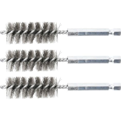 BGS Brosse acier 18 mm entraînement hexagone extérieur 6,3 mm (1/4") 3pcs - 3078-18-S