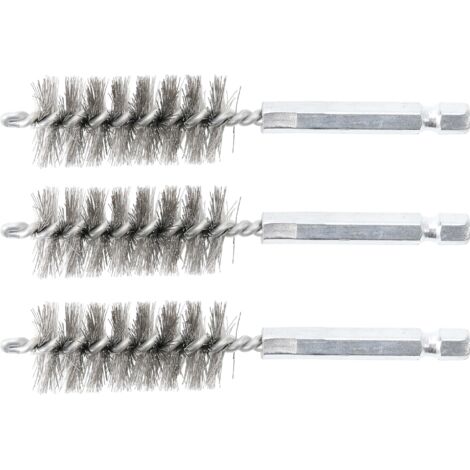 BGS Brosse en acier 19 mm entraînement hexagone extérieur 6,3 mm (1/4") 3pcs - 3078-19-S