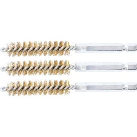 BGS Brosse laiton 11 mm entraînement hexagone extérieur 6,3 mm (1/4") 3pcs - 3078-11-M