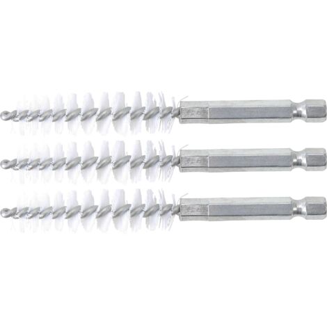BGS Brosse nylon 13 mm entraînement hexagone extérieur 6,3 mm (1/4") 3pcs - 3078-13-N
