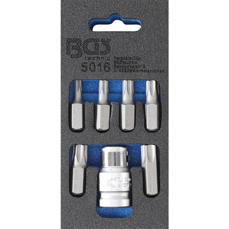 Serie di inserti per cacciavite attacco esagono esterno 10 mm (3/8') profilo a t (per Torx) 7 pz.