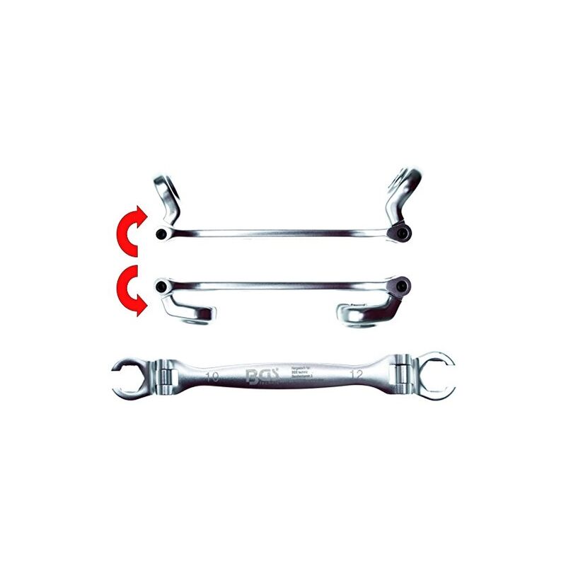 Bgs Technic - bgs clé 30413 raccords de conduites de frein avec articulations, 10 & 12 mm