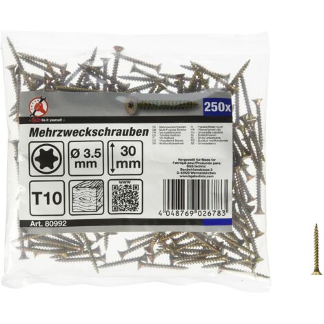 BGS Do it yourself Viti multiuso, profilo a T (per Torx) T10 3,5 x 30 mm 250 pz 80992