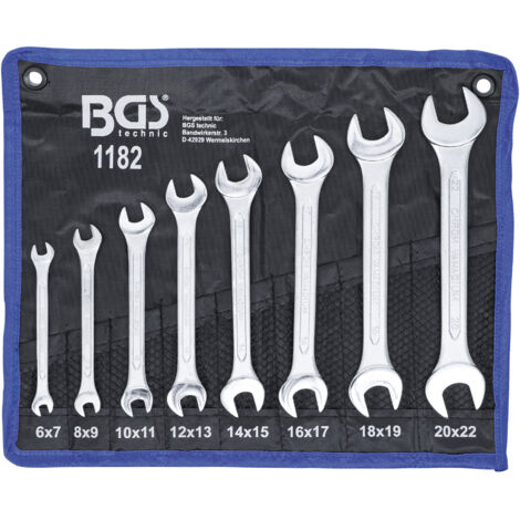 BGS Doppel-Maulschlüssel-Satz SW 6x7 - 20x22 mm 8tlg. - 1182