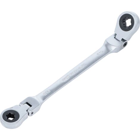 BGS TECHNIC BGS Doppel-Ratschen-Ringschlüssel abwinkelbar mit E-Profil Ringköpfen SW E10 x E12 - 71028-10X12