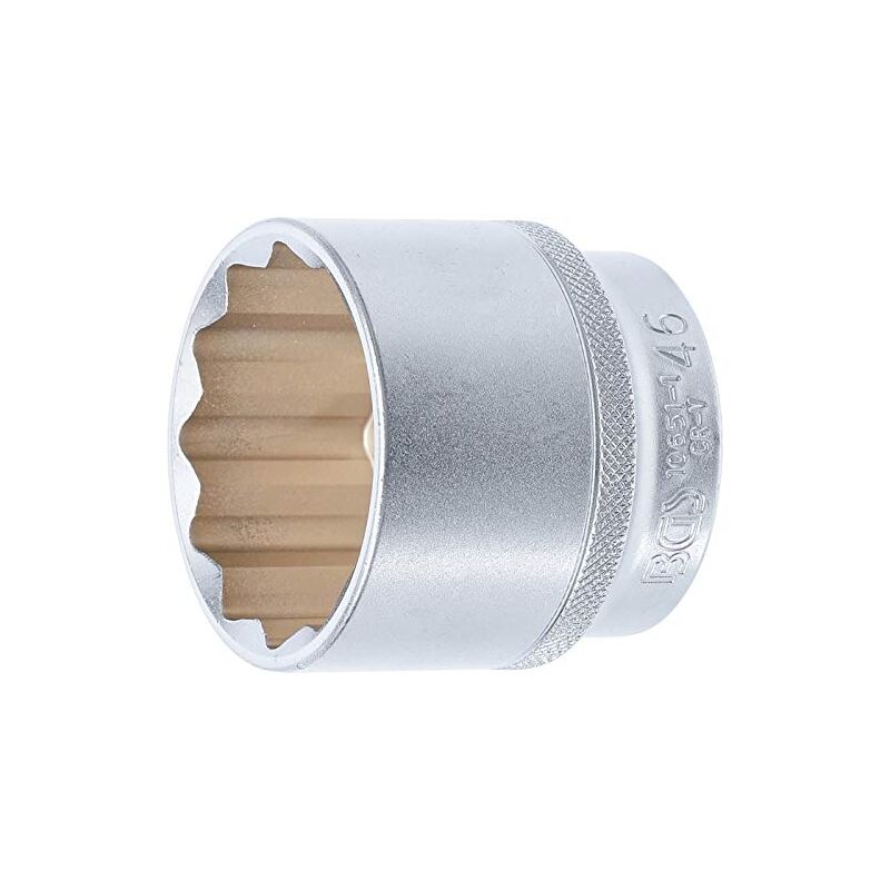 Bgs 10651-1 douille pour clé, douze pans 12,5 mm (1/2'') 46 mm simples standard, chromé mat, schlüsselweite