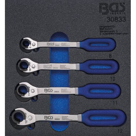 BGS Garniture pour servante d'atelier 1/6 : clé à cliquet 4 pces - 30833