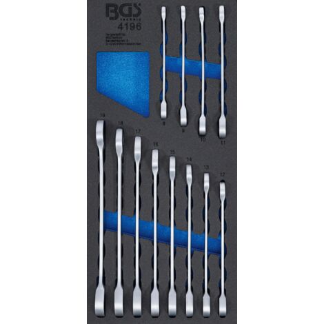 BGS Incrustation d'atelier 1/3: Jeu de clés polygonales à cliquet 8 - 19 mm 12 pcs. - 4196