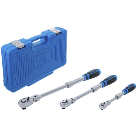 BGS 115 | Cliquet à Embout Spécial, Ultra Mince | 6,3 Mm (1/4") | Avec 4 Embouts Spéciaux & BGS Diy 7982 | Jeu De Tournevis Coudés | Plats/cruciformes | 3 Pièces