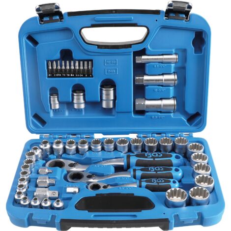 BGS Juego de llaves de vaso con agujero pasante  Gear Lock  4,5-25 mm  52 piezas