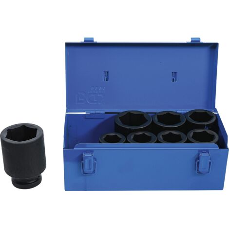 BGS Juego de llaves de vaso de impacto hexagonal, largas  entrada 25 mm (1")  27-50 mm  8 piezas