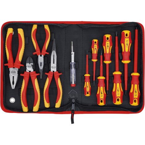 BGS Kit di attrezzi per elettricisti rosso acciaio