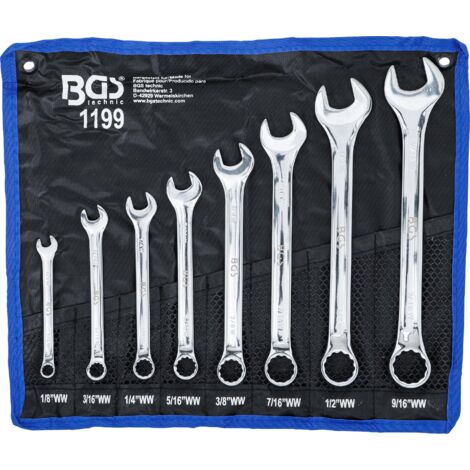 BGS Maul-Ringschlüssel-Satz Zollgrößen SW 1/8" - 9/16" Withworth 8tlg. - 1199