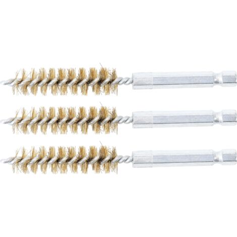 BGS Messingbürste 12 mm Antrieb Außensechskant 6,3 mm (1/4") 3tlg. - 3078-12-M