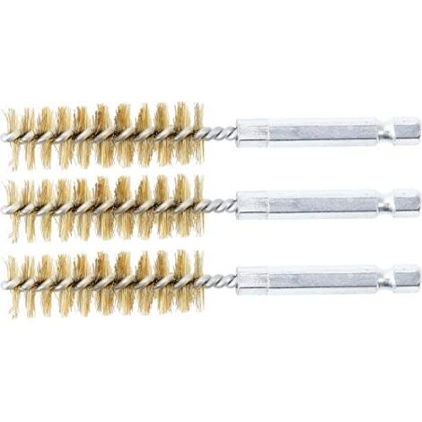 BGS Messingbürste 15 mm Antrieb Außensechskant 6,3 mm (1/4") 3tlg. - 3078-15-M