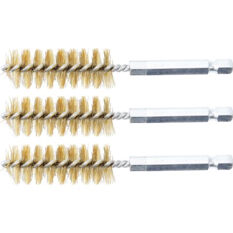 BGS Messingbürste 17 mm Antrieb Außensechskant 6,3 mm (1/4") 3tlg. - 3078-17-M