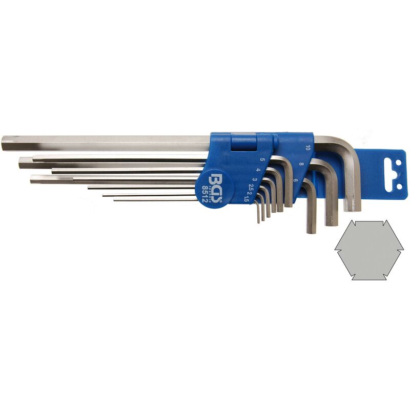 Serie di chiavi speciali ad angolo esagono interno 1,5 - 10 mm 9 pz.